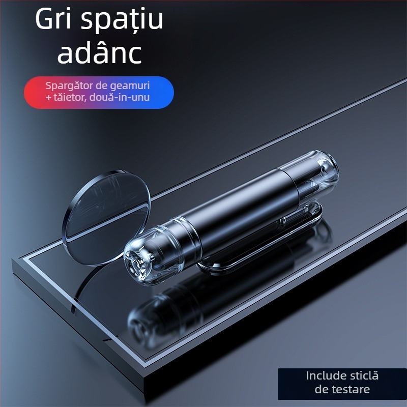 Cioc de spart geamul auto — unealtă de salvare în urgență, aliaj de aluminiu + ABS + oțel, 100 g, origin Zhejiang