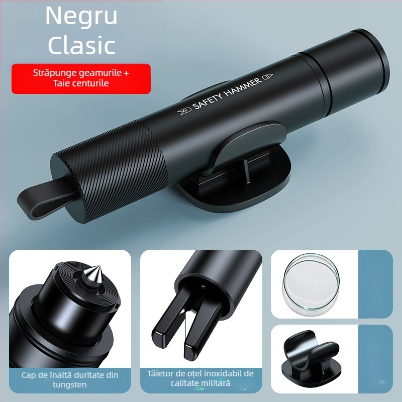 Ciocan de siguranță auto cu spargător de geam și tăietor de centură, aliaj de aluminiu, 0,2 kg, Shore Wood, Personalizabil