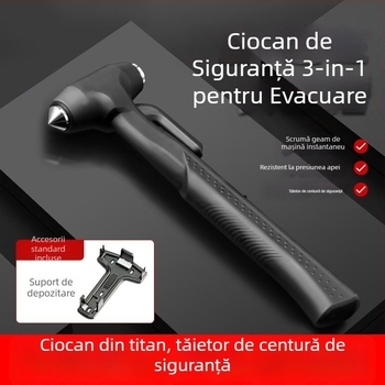 Cioc auto de siguranță cu mâner lung și lamă de tăiere (Drops; Material: ABS + oțel cu conținut în carbon înalt; Greutate: 185 g)