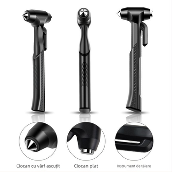 Cioc auto de siguranță cu mâner lung și lamă de tăiere (Drops; Material: ABS + oțel cu conținut în carbon înalt; Greutate: 185 g)