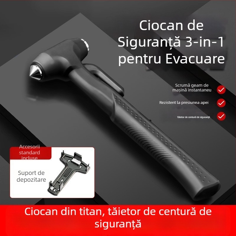 Cioc auto de siguranță cu mâner lung și lamă de tăiere (Drops; Material: ABS + oțel cu conținut în carbon înalt; Greutate: 185 g)