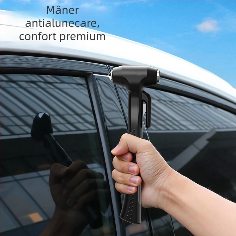 Cioc auto de siguranță cu mâner lung și lamă de tăiere (Drops; Material: ABS + oțel cu conținut în carbon înalt; Greutate: 185 g)