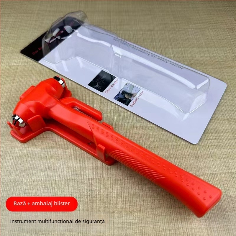 Cioc auto de siguranță cu mâner lung și lamă de tăiere (Drops; Material: ABS + oțel cu conținut în carbon înalt; Greutate: 185 g)