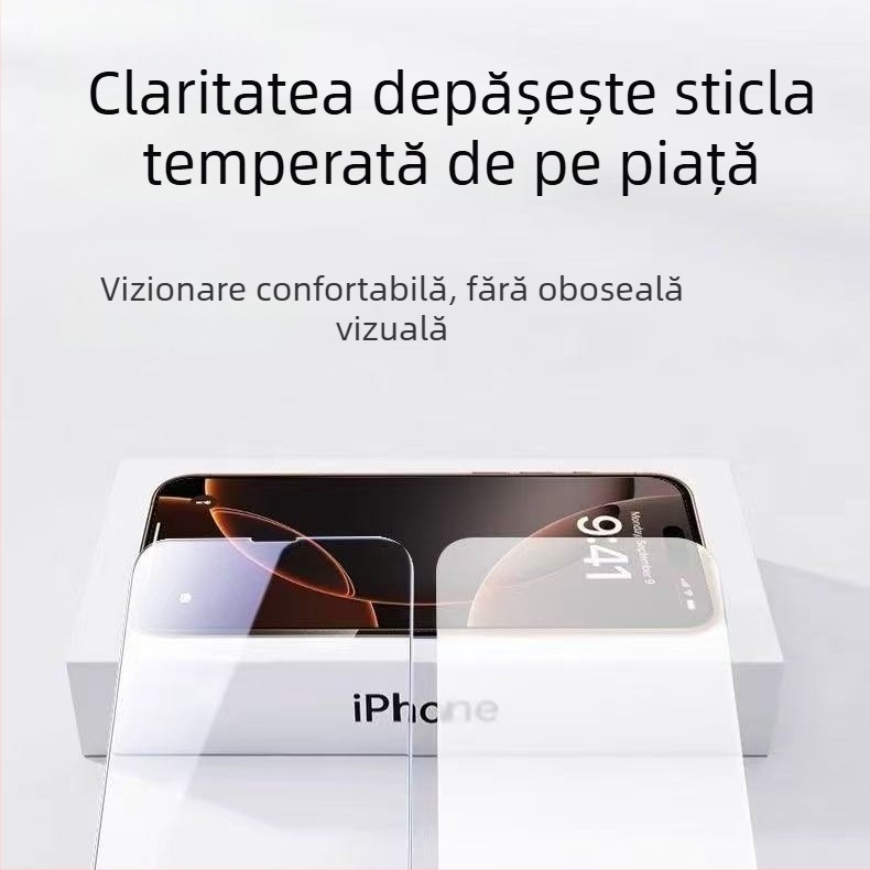 Protecție pentru ecran din sticlă temperată pentru iPhone 17 Pro Max, AR anti-reflexie, finisaj electroplacat, HD