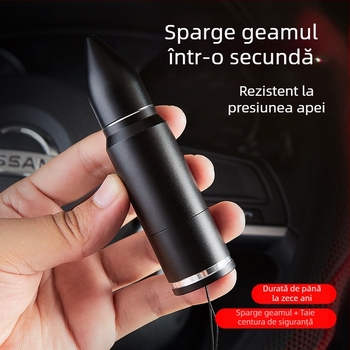 Dispozitiv de urgență pentru mașină: Spargător de geam auto și mini tăietor, instrument 2 în 1 din aliaj pentru evadare (Material: aliaj de aluminiu + ABS; Greutate: 121 g)