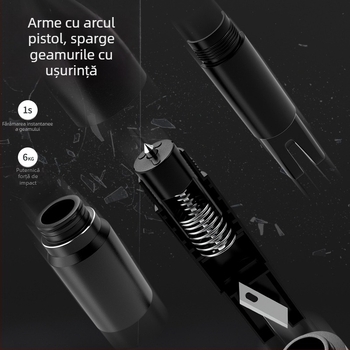 Dispozitiv de urgență pentru mașină: Spargător de geam auto și mini tăietor, instrument 2 în 1 din aliaj pentru evadare (Material: aliaj de aluminiu + ABS; Greutate: 121 g)