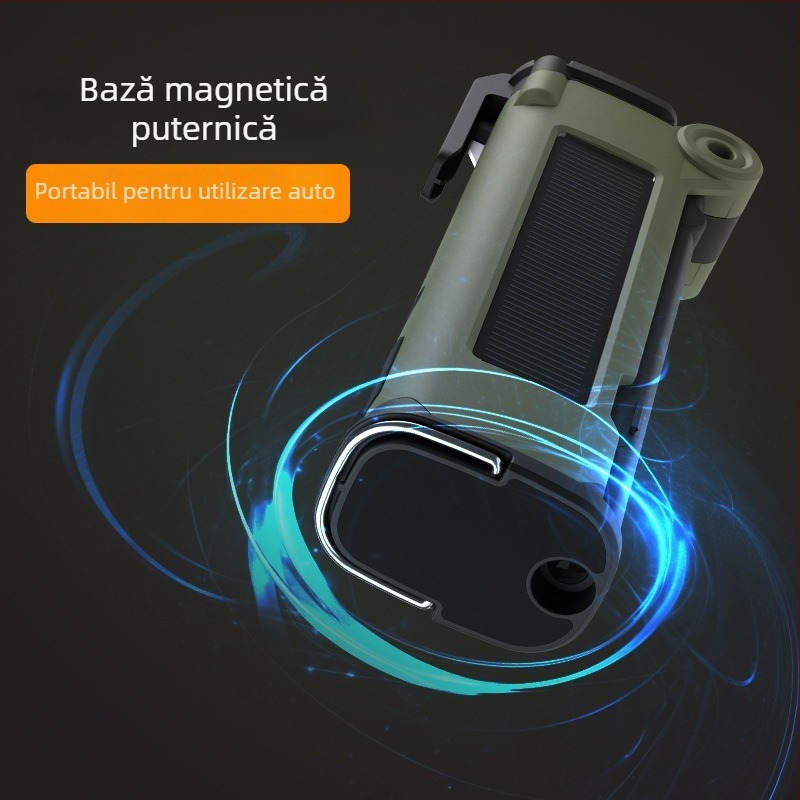 Cioc de spargere a geamurilor pentru mașină, cu lanternă multifuncțională și iluminare de urgență, suport magnetic, tăietor de centură, ABS