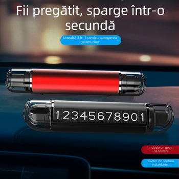 Mu travel ciocan de urgență auto 2 în 1 cu semn magnetic de parcare, aliaj de aluminiu, 50 g