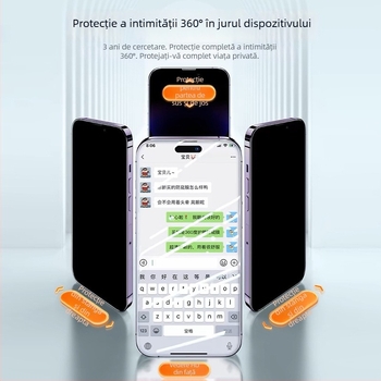 Protecție ecran din sticlă temperată cu intimitate pentru Apple iPhone — protecție frontală, anti-peeping