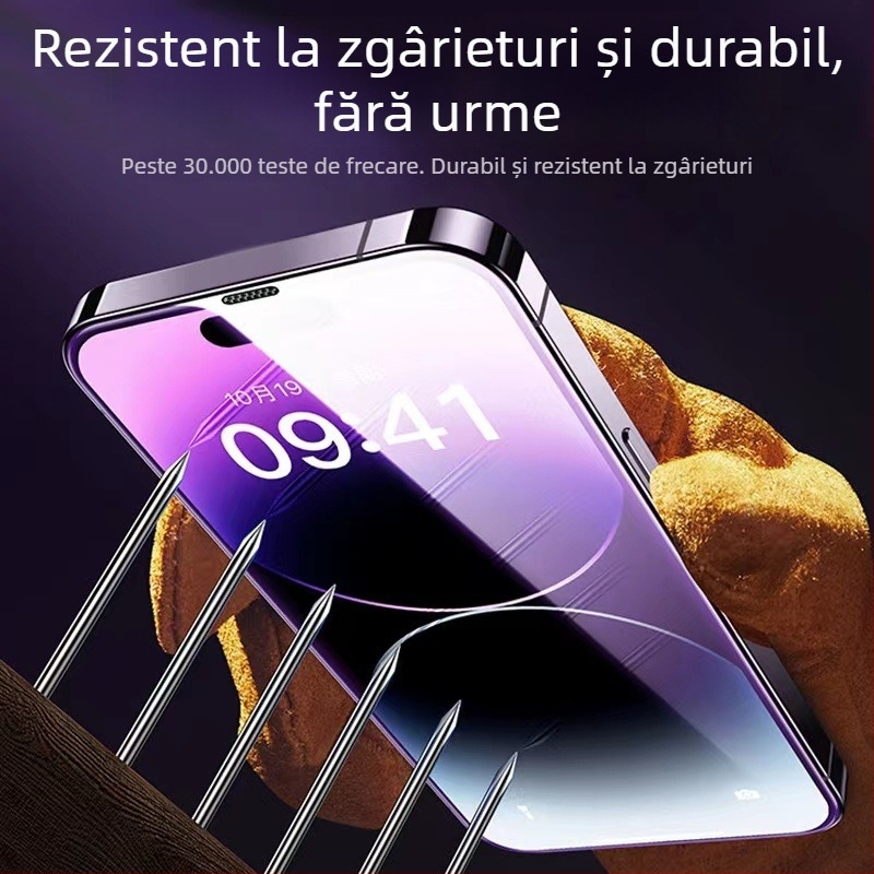 Protecție pentru ecran din sticlă temperată pentru Apple 17 și iPhone 16, acoperire completă, folie de confidențialitate mată