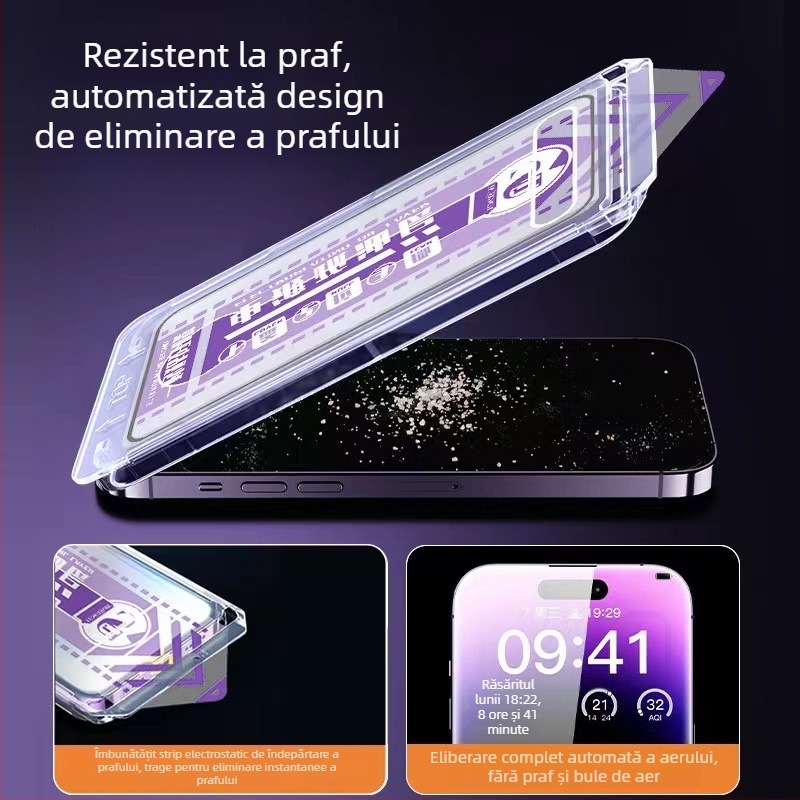 Protecție pentru ecran din sticlă temperată pentru Apple 17 și iPhone 16, acoperire completă, folie de confidențialitate mată