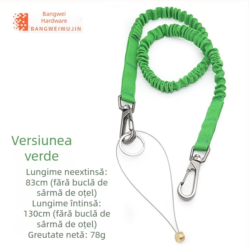 Sfoară de siguranță pentru lucru la înălțime – Bangwei, material: poliester/șină de oțel, tip: sfoară de siguranță, anti-cadere, poziționare, elasticitate telescopică