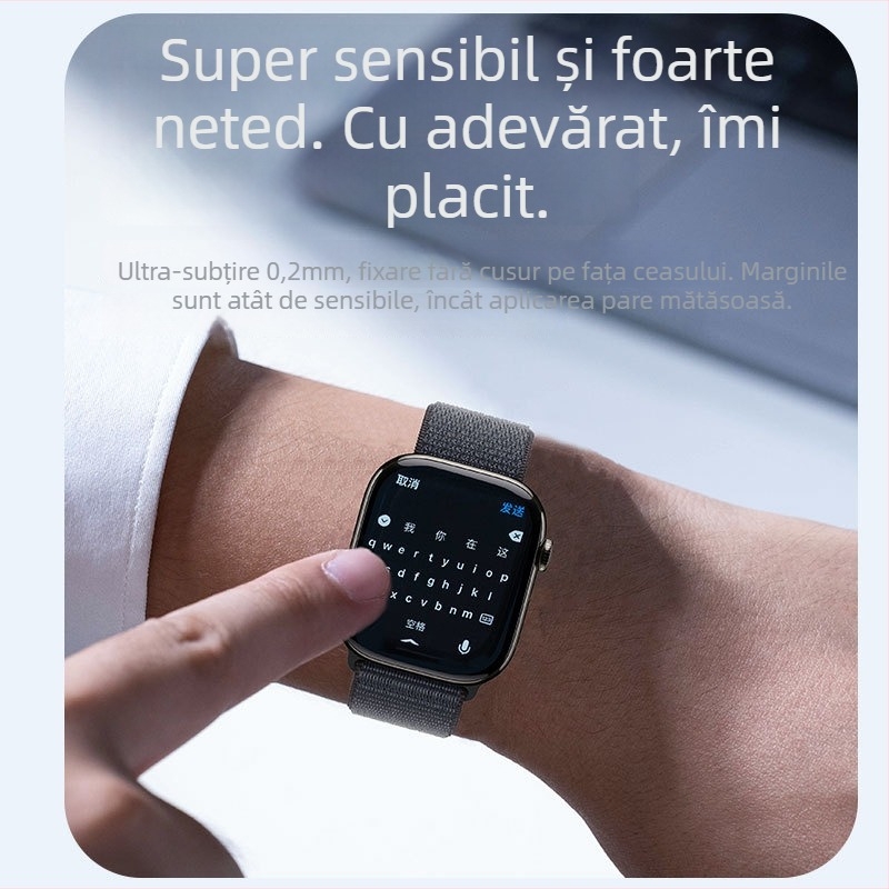 Sanjay PET folie protecție ecran Apple Watch, cu anti-amprentă și acoperire completă, compatibil cu Apple Watch Series 9/8/7