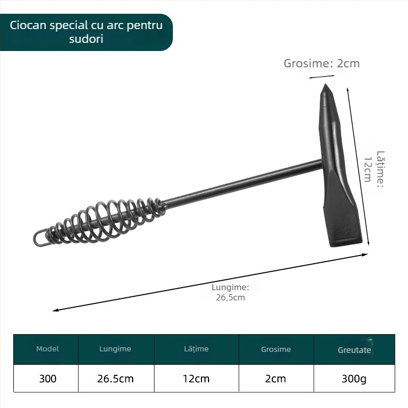 Ciocan de sudură din oțel cu arc, cap plat, 300g/500g, eliminarea ruginii și a ștanțelor, spargerea gheții, unealtă multifuncțională de salvare
