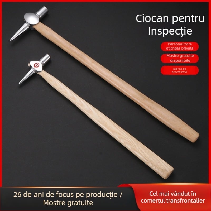 Cioc de detectare – cap din oțel 45#, mâner din lemn, greutate netă 0,3, destinat inspecțiilor feroviare și a cazanelor