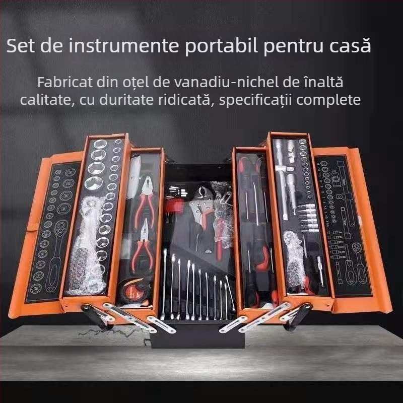 SHASHENG Set unelte auto și casă din oțel rapid – Set complet de unelte într-o cutie pentru întreținere auto și casnică