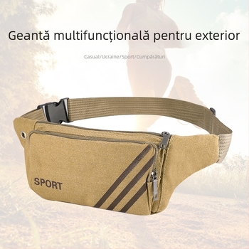 Geantă de piept din pânză pentru bărbați cu fermoar, căptușeală din nailon, modelul 5678