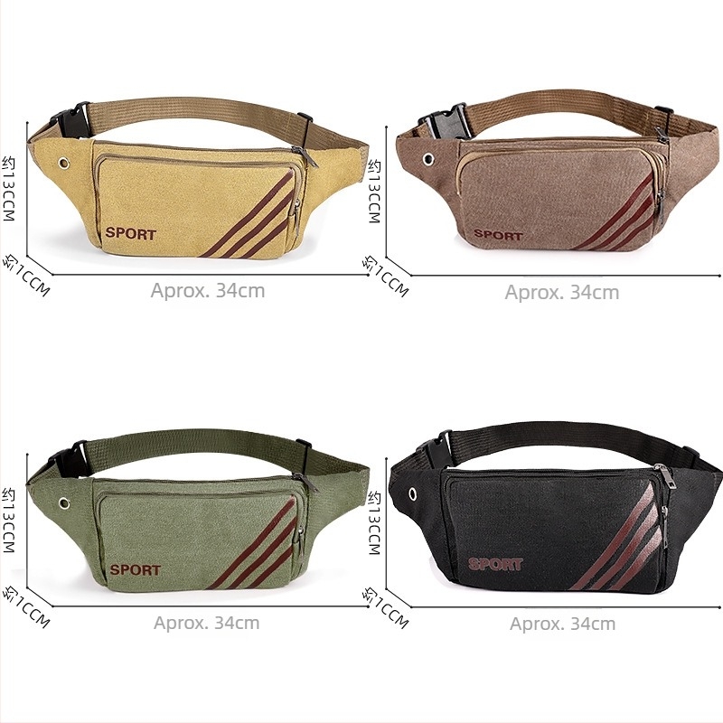 Geantă de piept din pânză pentru bărbați cu fermoar, căptușeală din nailon, modelul 5678