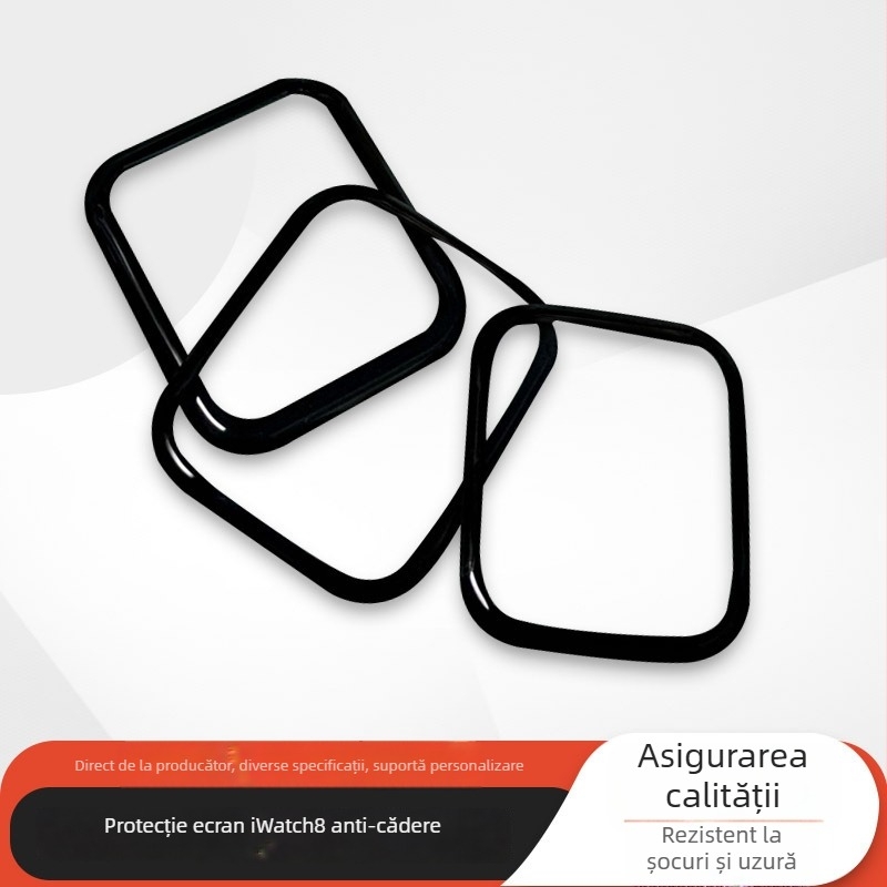 Protecție ecran Apple Watch – sticlă temperată cu textură carbon, margine moale