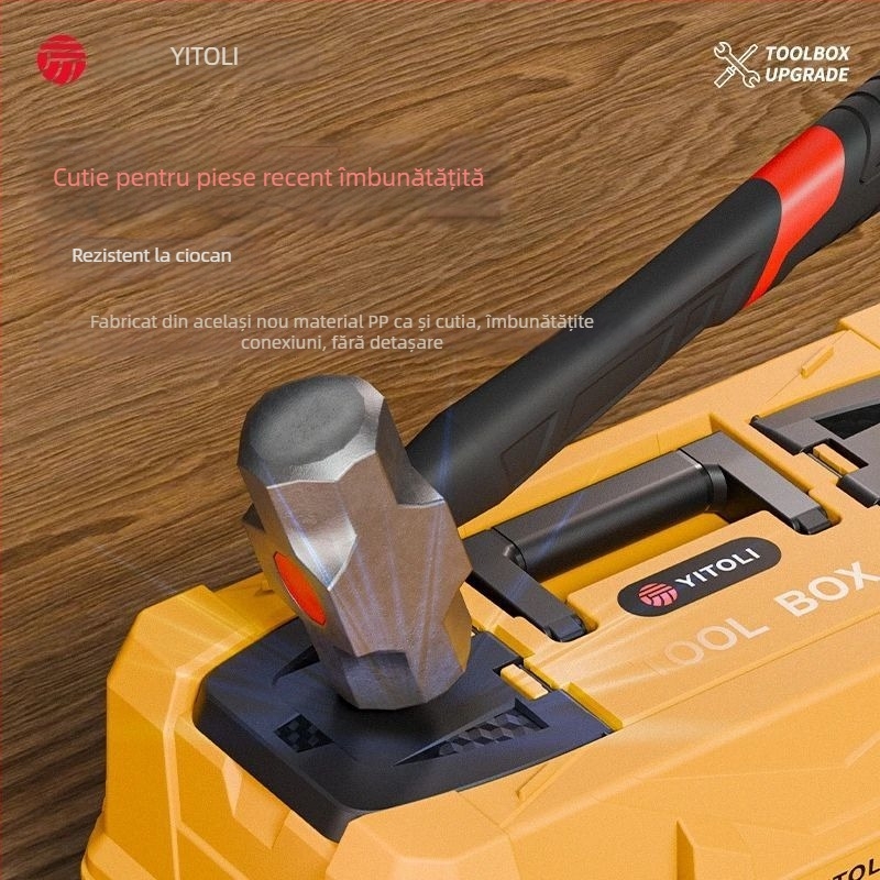 Cutie de unelte din plastic, cu trei niveluri pliante, industrială, pentru montaj în vehicul și depozitare pentru electrician