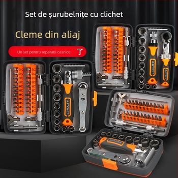 Set 38-in-1 șurubelnițe cu clichet, 180° funcție, oțel crom-vanadiu, 38 de unelte, pentru reparații la motociclete și mașini (oțel crom-vanadiu • 38 unelte • funcție 180° • pentru reparații motociclete și mașini)