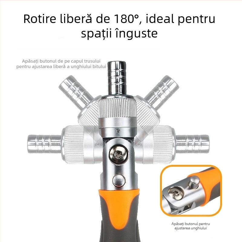 Set 38-in-1 șurubelnițe cu clichet, 180° funcție, oțel crom-vanadiu, 38 de unelte, pentru reparații la motociclete și mașini (oțel crom-vanadiu • 38 unelte • funcție 180° • pentru reparații motociclete și mașini)