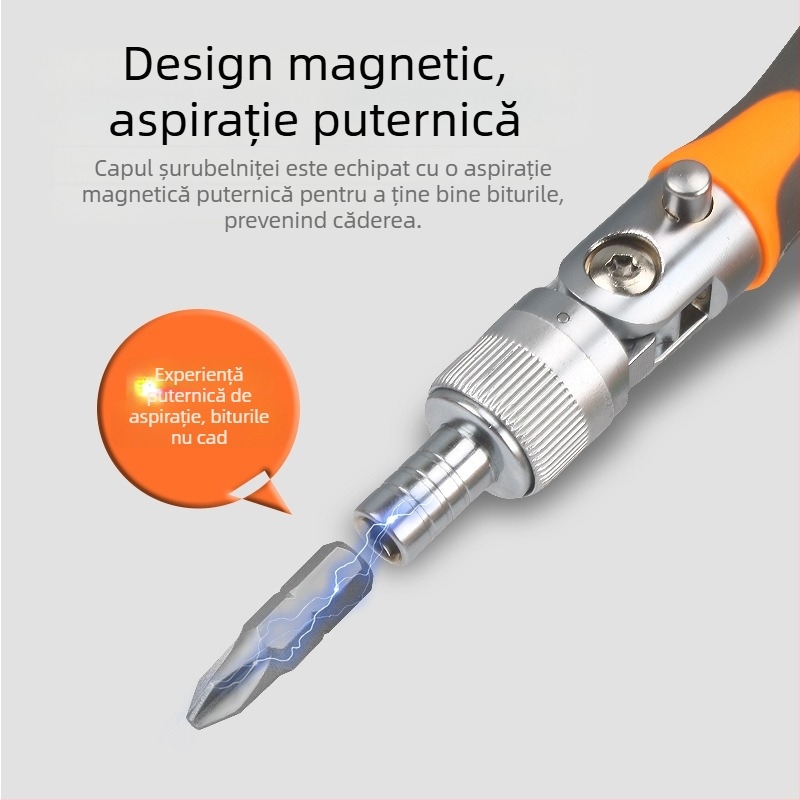 Set 38-in-1 șurubelnițe cu clichet, 180° funcție, oțel crom-vanadiu, 38 de unelte, pentru reparații la motociclete și mașini (oțel crom-vanadiu • 38 unelte • funcție 180° • pentru reparații motociclete și mașini)