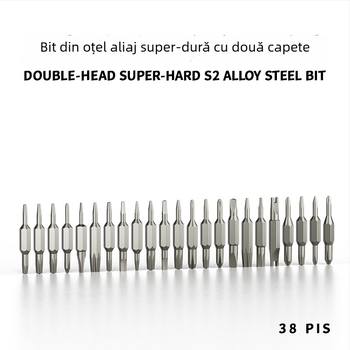 Set 39 în 1 șurubelnițe stilou pentru ochelari, telefoane și calculatoare — magnetic, neizolat, oțel de instrument S2, 0,095 kg