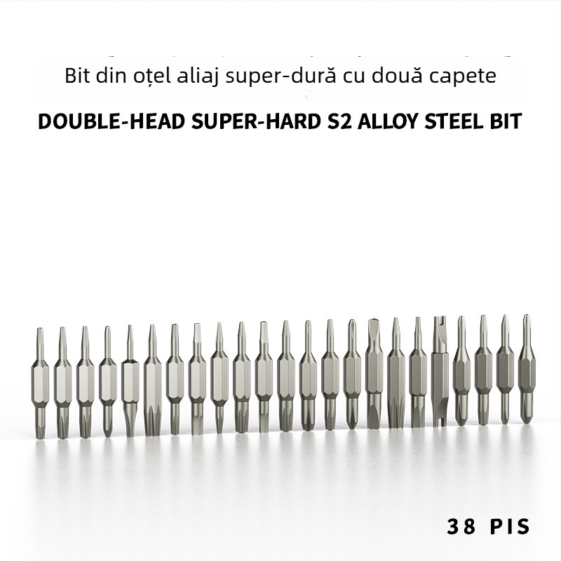 Set 39 în 1 șurubelnițe stilou pentru ochelari, telefoane și calculatoare — magnetic, neizolat, oțel de instrument S2, 0,095 kg