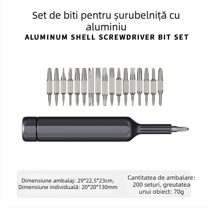 Set 39 în 1 șurubelnițe stilou pentru ochelari, telefoane și calculatoare — magnetic, neizolat, oțel de instrument S2, 0,095 kg
