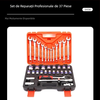 Set de scule auto – 37 piese, din oțel carbon, trusă cu chei cu ratchet pentru reparații auto și motociclete