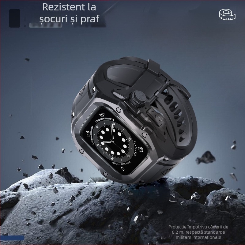 Carcasă de protecție pentru Apple Watch Ultra 2 destinat sportului/exteriorului – TPU+PC; compatibil cu Watch4; include: ramă de ceas, curea, pungă cu alcool, manual; etichetă privată licențiată