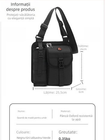 Geantă crossbody pentru bărbați din material Oxford, respirabilă și foarte ușoară, căptușeală poliester, marcă 8144