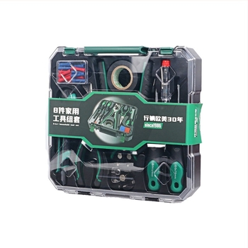 Set de scule pentru gospodărie, 8 piese, cu decapator automat pentru cabluri și șurubelnițe, în cutie de unelte (oțel crom-molibden-vanadiu)