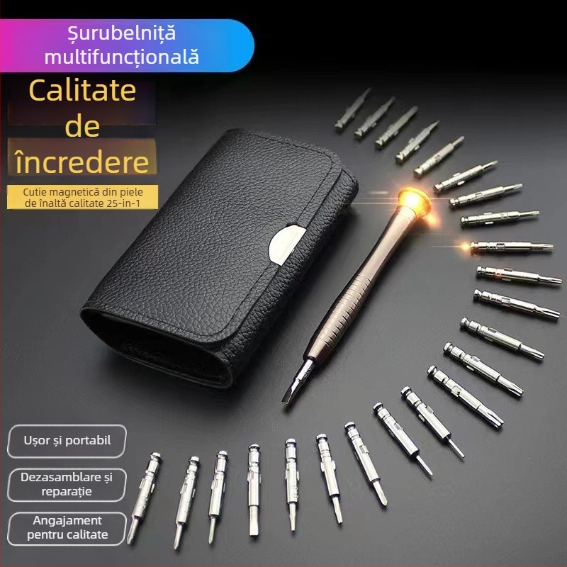Set șurubelnițe 25-in-1, magnetice, pentru telefoane, laptopuri și tablete, din oțel carbon