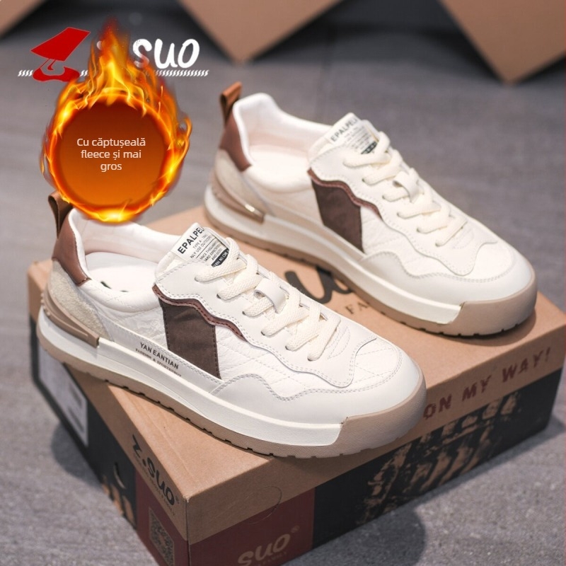 Loafers casual pentru bărbați, piele cu textură crăpată, vârf rotund, închidere cu șireturi, talpă din cauciuc, căptușire din piele de porc