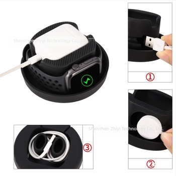 Suport de încărcare din silicon pentru Apple Watch și AirPods – 2 în 1 cu spațiu de depozitare