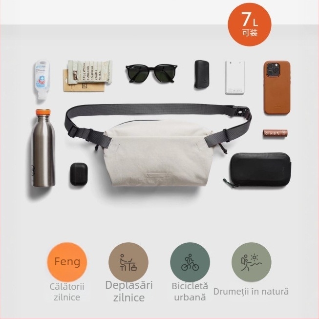 Geantă pentru piept pentru bărbați, nailon, impermeabilă, potrivită pentru laptop de 8 inch