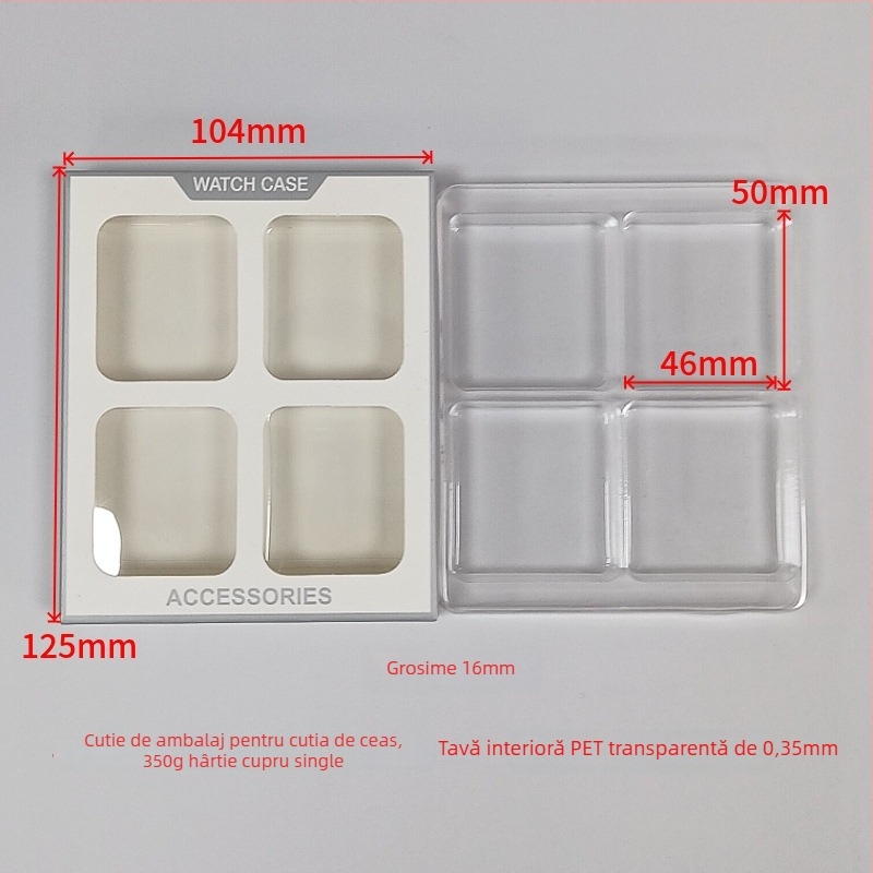 Cutii de ambalaj pentru husă de protecție Apple Watch – patru bucăți, carton/papier, imprimare offset, rezistență 500 g, compatibile cu Apple Watch 4/5/6/7/8 SE