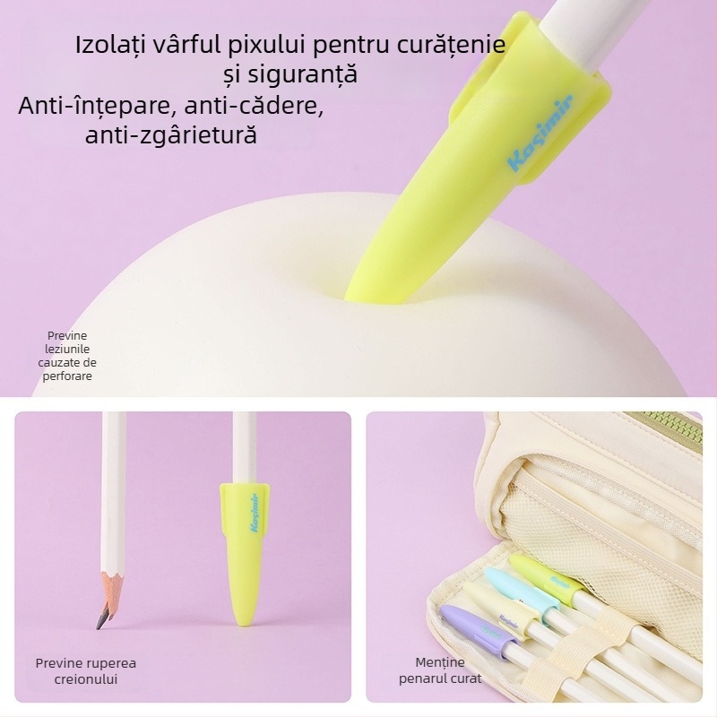 Casimir Capac de creion și husă de creion, protecție transparentă, metal; pentru elevii din învățământ primar și începători la grădiniță