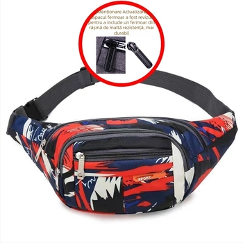 Geantă de talie pentru bărbați, stil urban simplu, nylon, impermeabil, model cu dungi, căptușeală din poliester