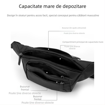 Geantă de umăr pentru bărbați, stil urban simplu, din material Oxford rezistent la uzură, cu mai multe compartimente