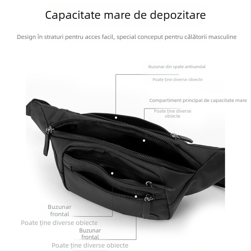 Geantă de umăr pentru bărbați, stil urban simplu, din material Oxford rezistent la uzură, cu mai multe compartimente