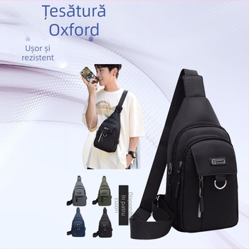Geantă de piept pentru bărbați, curea crossbody pentru telefon, stil Urban Simplicity, material Oxford, primăvara 2024