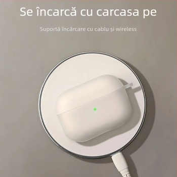 Husa de protecție AirPods Pro, carcasă din silicon moale, finisaj mat, gravură decorativă, compatibilă cu AirPods Pro