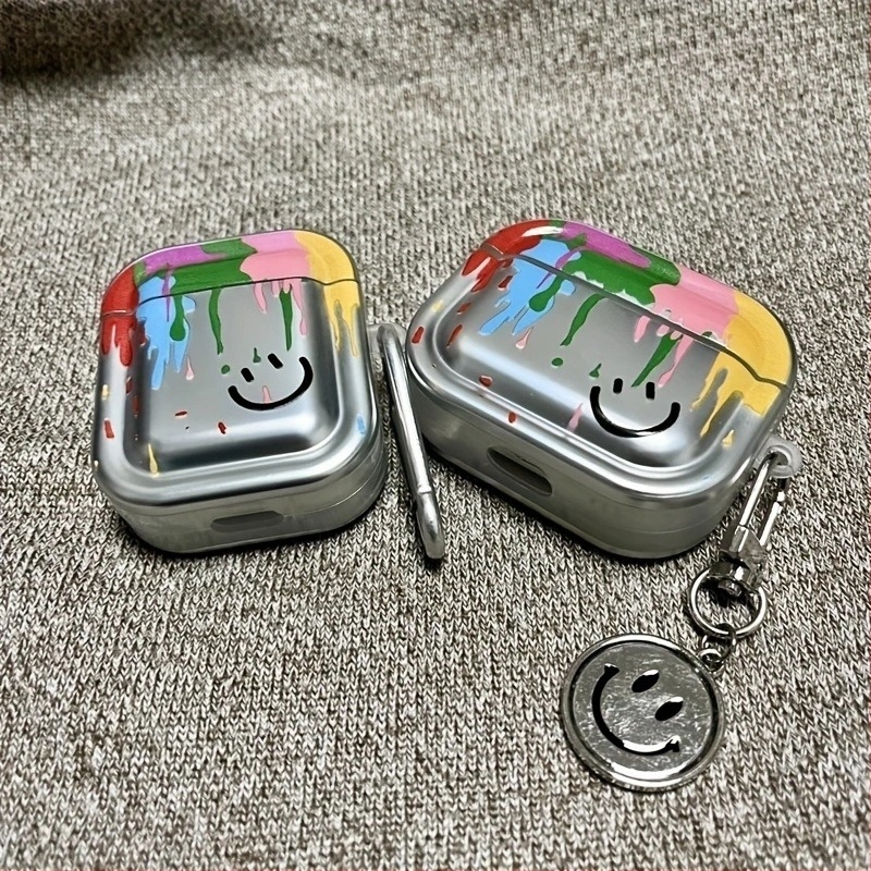 Carcasă TPU de protecție pentru AirPods 1/2, Pro și 3 – design cu față zâmbitoare în pictură în ulei