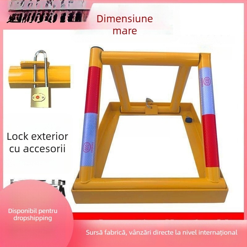 Blocare parcare din oțel îngroșat, fără găurire, blocare triunghiulară anti-coliziune, cilindru criptat, pentru spații generale de parcare