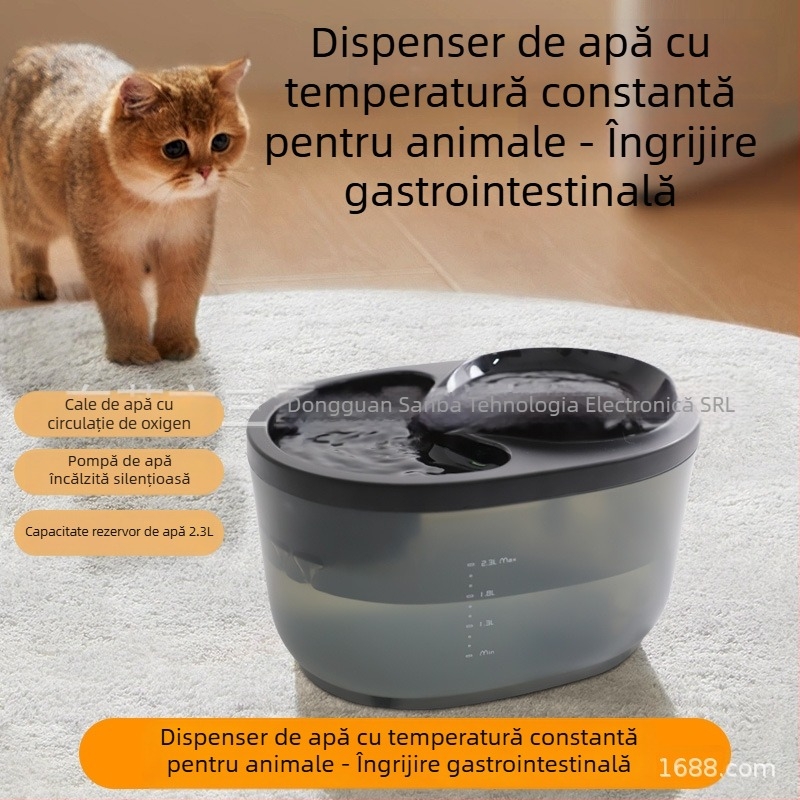 Sanba HM-01 Distribuitor de apă pentru animale de companie, încălzire la temperatură constantă, funcționare silențioasă și filtrare prin circulație automată pentru pisici și câini, design detașabil