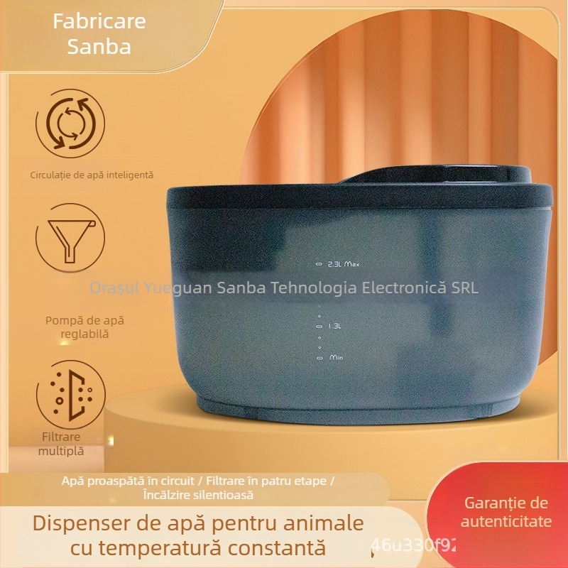 Sanba HM-01 Distribuitor de apă pentru animale de companie, încălzire la temperatură constantă, funcționare silențioasă și filtrare prin circulație automată pentru pisici și câini, design detașabil
