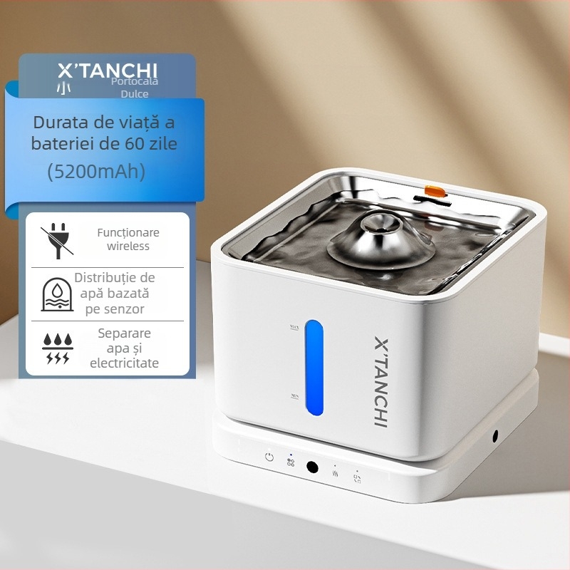 Dispenser de apă pentru animale de companie, cu design detașabil, încălzire la temperatură constantă, funcționare automată, filtru-cartuș, fără fir, pentru câini și pisici